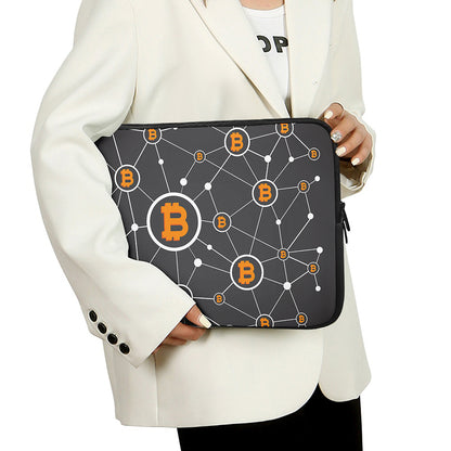 Bitcoin Connection Pattern Print Laptop Sleeve