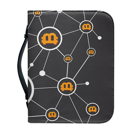 Bitcoin Connection Pattern Print Leather Bible Cover