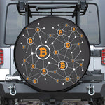 Bitcoin Connection Pattern Print Leather Spare Tire Cover