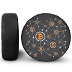 Bitcoin Connection Pattern Print Leather Spare Tire Cover