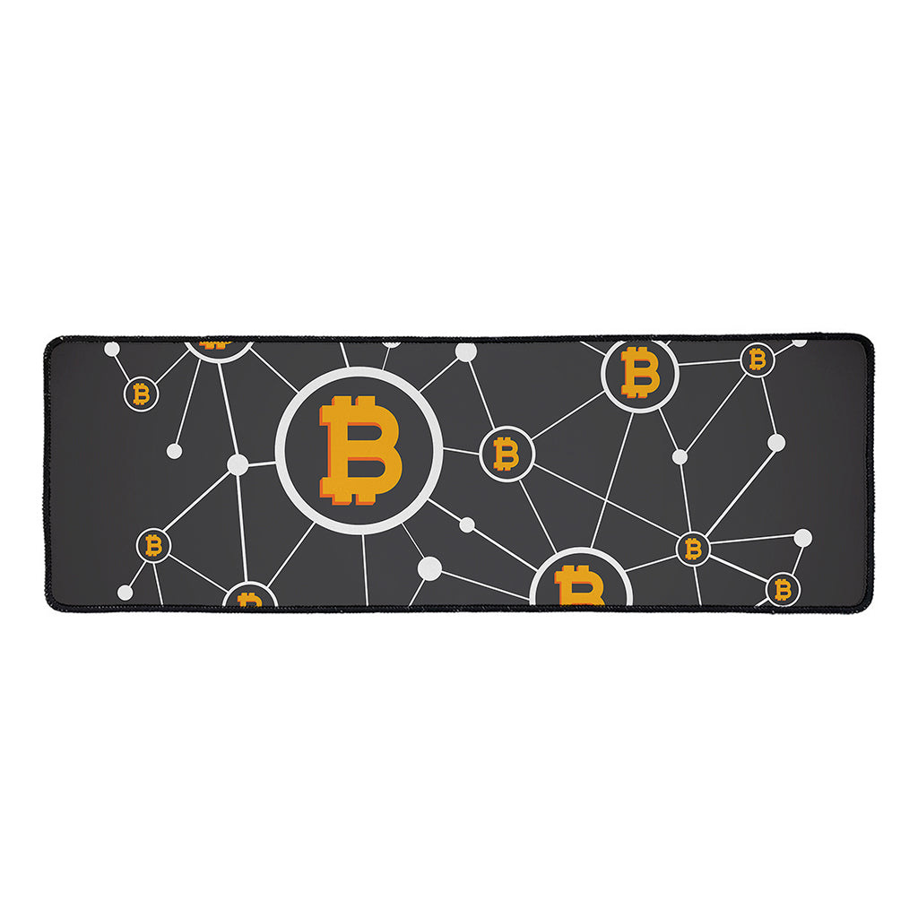 Bitcoin Connection Pattern Print Long Kitchen Mat