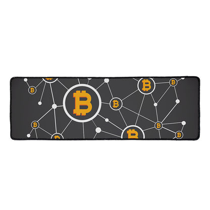 Bitcoin Connection Pattern Print Long Kitchen Mat