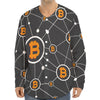 Bitcoin Connection Pattern Print Long Sleeve Baseball Jersey