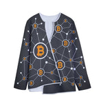 Bitcoin Connection Pattern Print Long Sleeve Short Coat