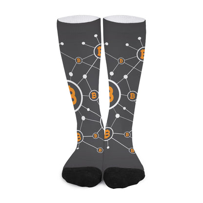 Bitcoin Connection Pattern Print Long Socks