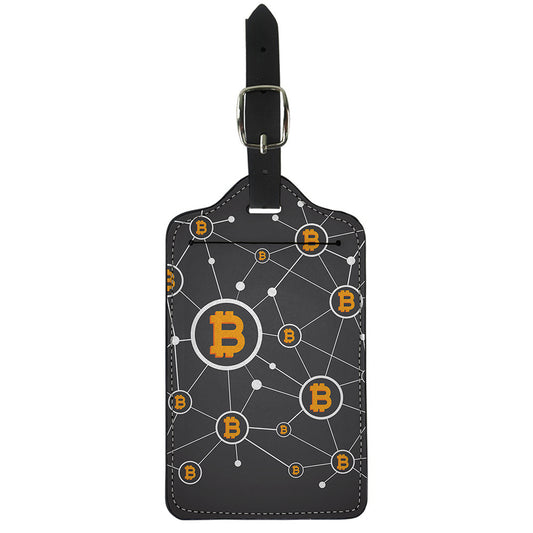 Bitcoin Connection Pattern Print Luggage Tag