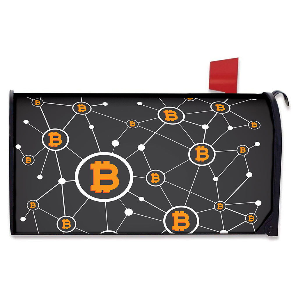 Bitcoin Connection Pattern Print Mailbox Cover