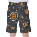 Bitcoin Connection Pattern Print Men's Beach Shorts