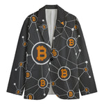 Bitcoin Connection Pattern Print Men's Blazer