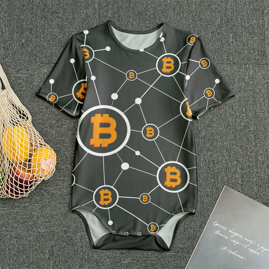 Bitcoin Connection Pattern Print Men's Bodysuit