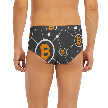 Bitcoin Connection Pattern Print Men's Briefs