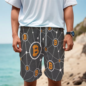 Bitcoin Connection Pattern Print Men's Cargo Shorts