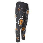 Bitcoin Connection Pattern Print Men's Compression Pants