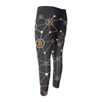 Bitcoin Connection Pattern Print Men's Compression Pants