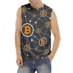 Bitcoin Connection Pattern Print Men's Fitness Tank Top