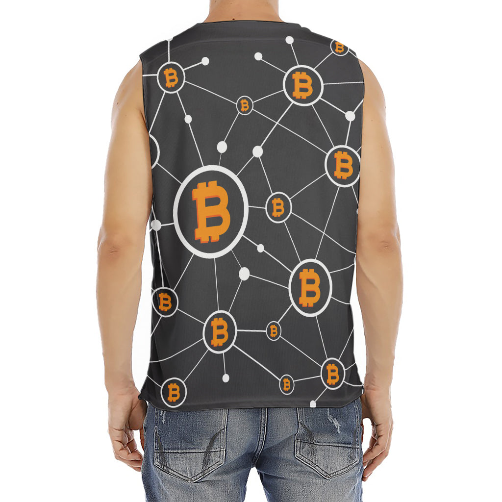 Bitcoin Connection Pattern Print Men's Fitness Tank Top