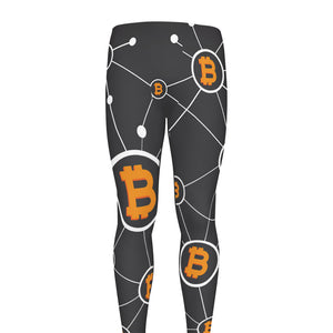 Bitcoin Connection Pattern Print Men's leggings