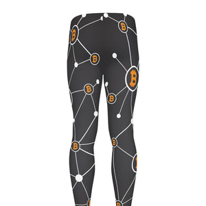 Bitcoin Connection Pattern Print Men's leggings