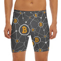 Bitcoin Connection Pattern Print Men's Long Boxer Briefs