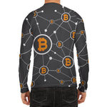 Bitcoin Connection Pattern Print Men's Long Sleeve Rash Guard