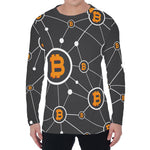 Bitcoin Connection Pattern Print Men's Long Sleeve T-Shirt