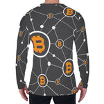 Bitcoin Connection Pattern Print Men's Long Sleeve T-Shirt