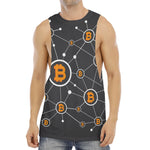 Bitcoin Connection Pattern Print Men's Muscle Tank Top