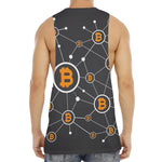 Bitcoin Connection Pattern Print Men's Muscle Tank Top