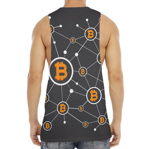 Bitcoin Connection Pattern Print Men's Muscle Tank Top