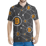 Bitcoin Connection Pattern Print Men's Polo Shirt