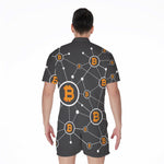 Bitcoin Connection Pattern Print Men's Rompers