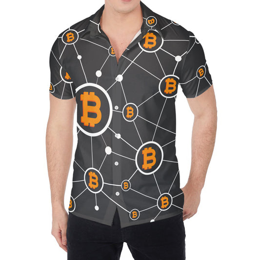 Bitcoin Connection Pattern Print Men's Shirt