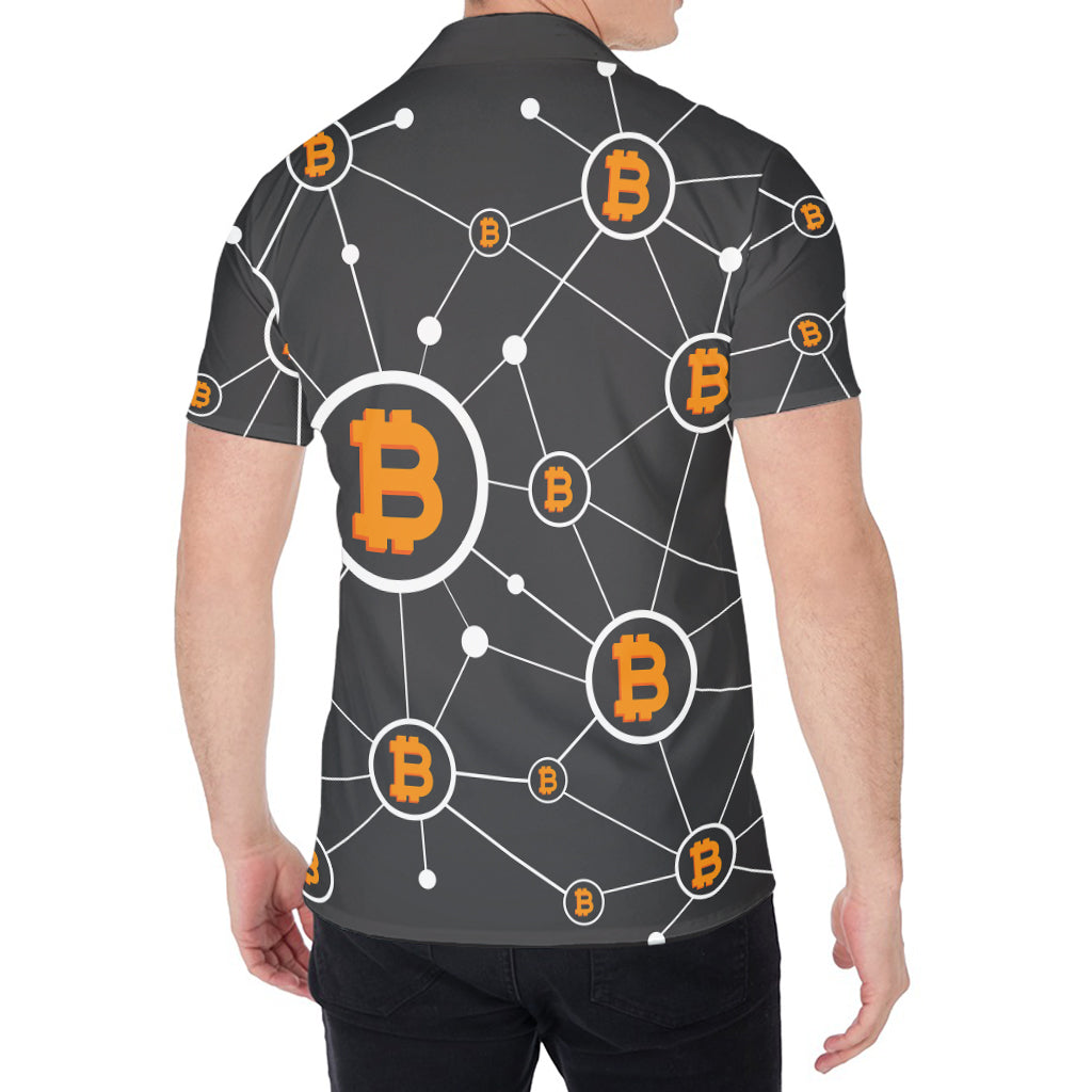 Bitcoin Connection Pattern Print Men's Shirt