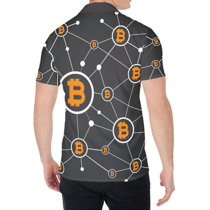 Bitcoin Connection Pattern Print Men's Shirt