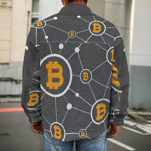 Bitcoin Connection Pattern Print Men's Shirt Jacket