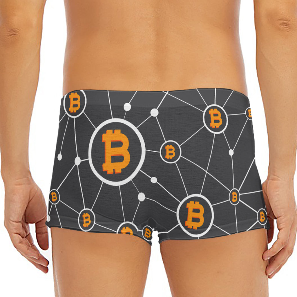 Bitcoin Connection Pattern Print Men's Short Boxer Briefs