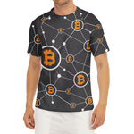 Bitcoin Connection Pattern Print Men's Short Sleeve Rash Guard