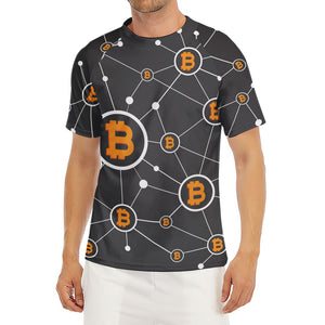 Bitcoin Connection Pattern Print Men's Short Sleeve Rash Guard