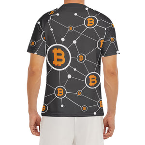 Bitcoin Connection Pattern Print Men's Short Sleeve Rash Guard