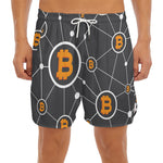 Bitcoin Connection Pattern Print Men's Split Running Shorts