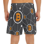 Bitcoin Connection Pattern Print Men's Split Running Shorts