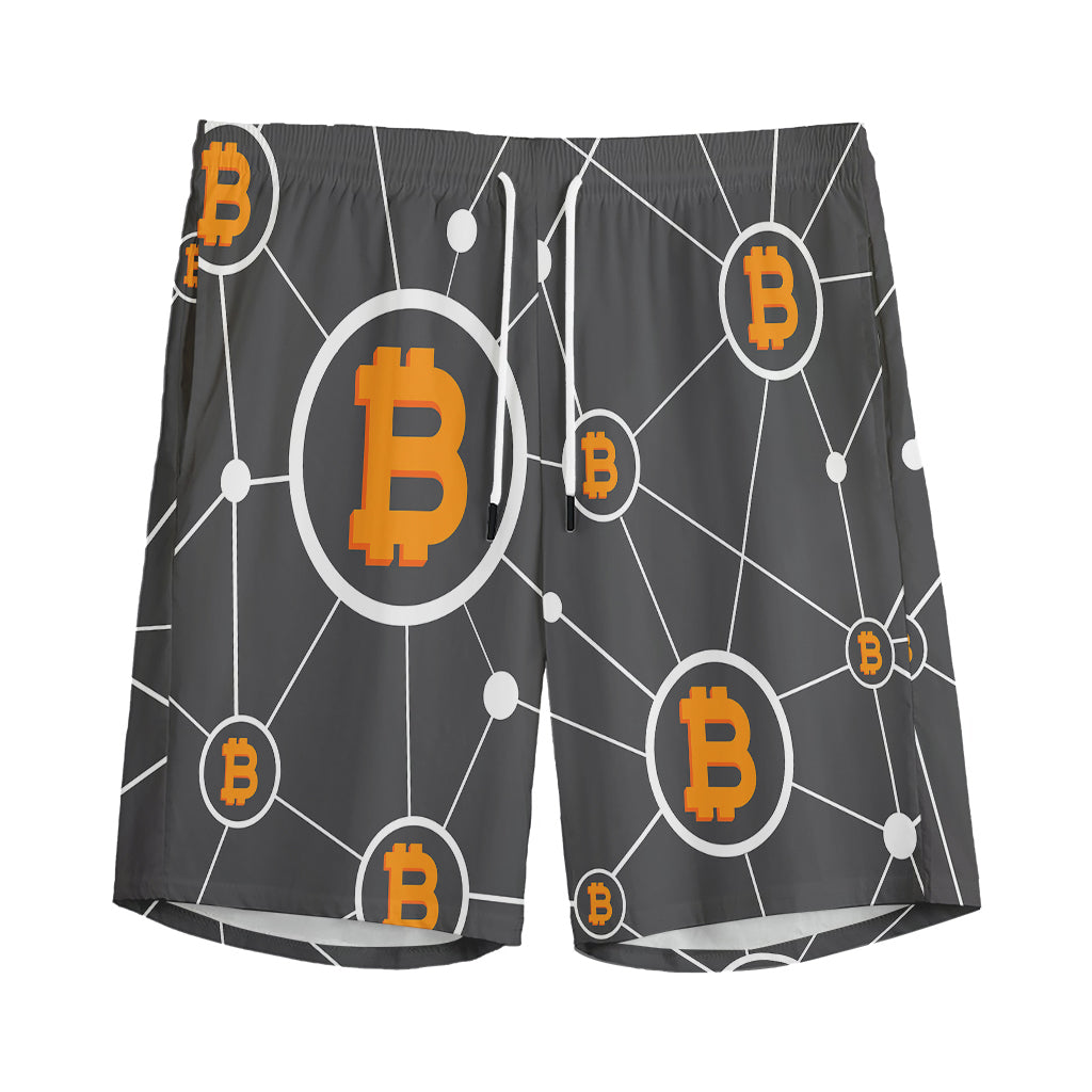 Bitcoin Connection Pattern Print Men's Sports Shorts