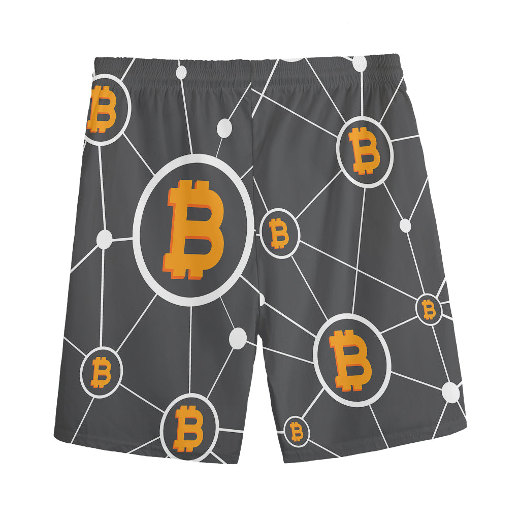 Bitcoin Connection Pattern Print Men's Sports Shorts