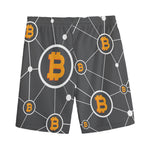 Bitcoin Connection Pattern Print Men's Sports Shorts