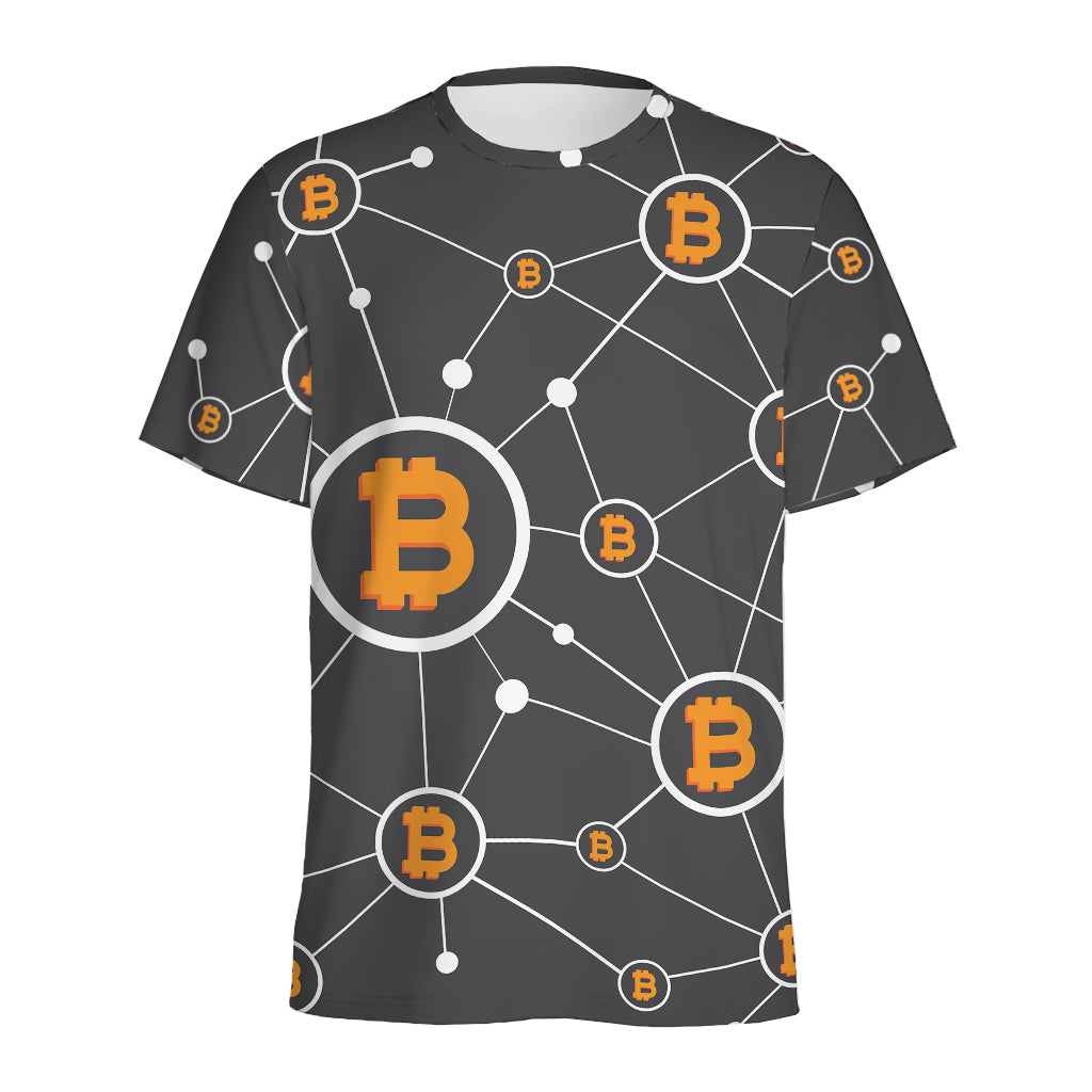 Bitcoin Connection Pattern Print Men's Sports T-Shirt