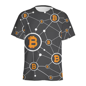 Bitcoin Connection Pattern Print Men's Sports T-Shirt