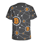 Bitcoin Connection Pattern Print Men's Sports T-Shirt