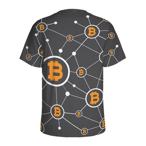 Bitcoin Connection Pattern Print Men's Sports T-Shirt