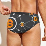 Bitcoin Connection Pattern Print Men's Swim Briefs