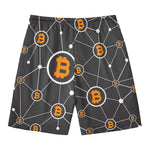 Bitcoin Connection Pattern Print Men's Swim Trunks